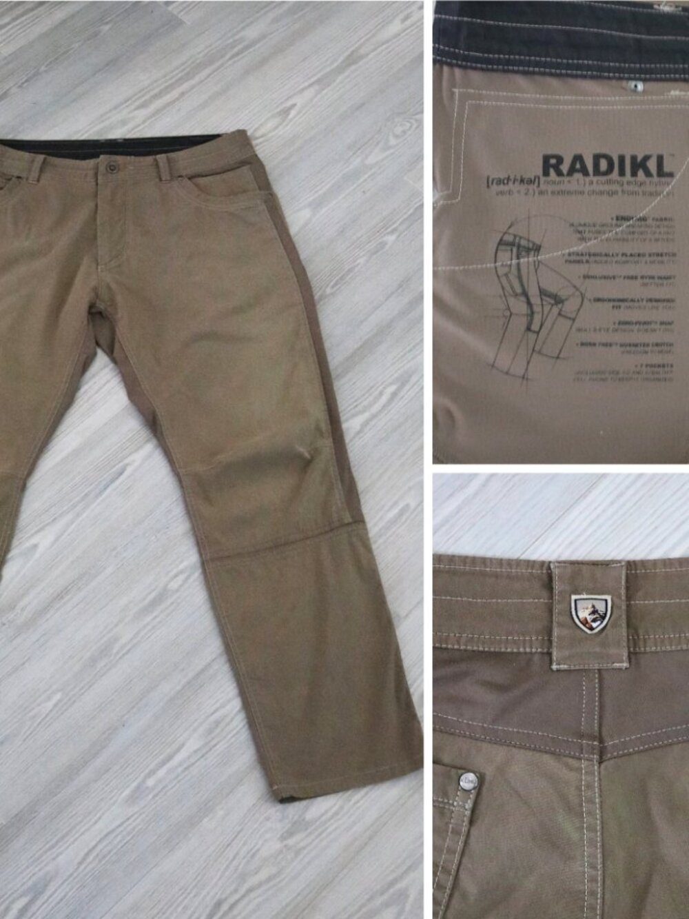 KUHL RADIKL Performance Hiking Pants Men's 36 x 30 Tan Hybrid Outdoors Utility